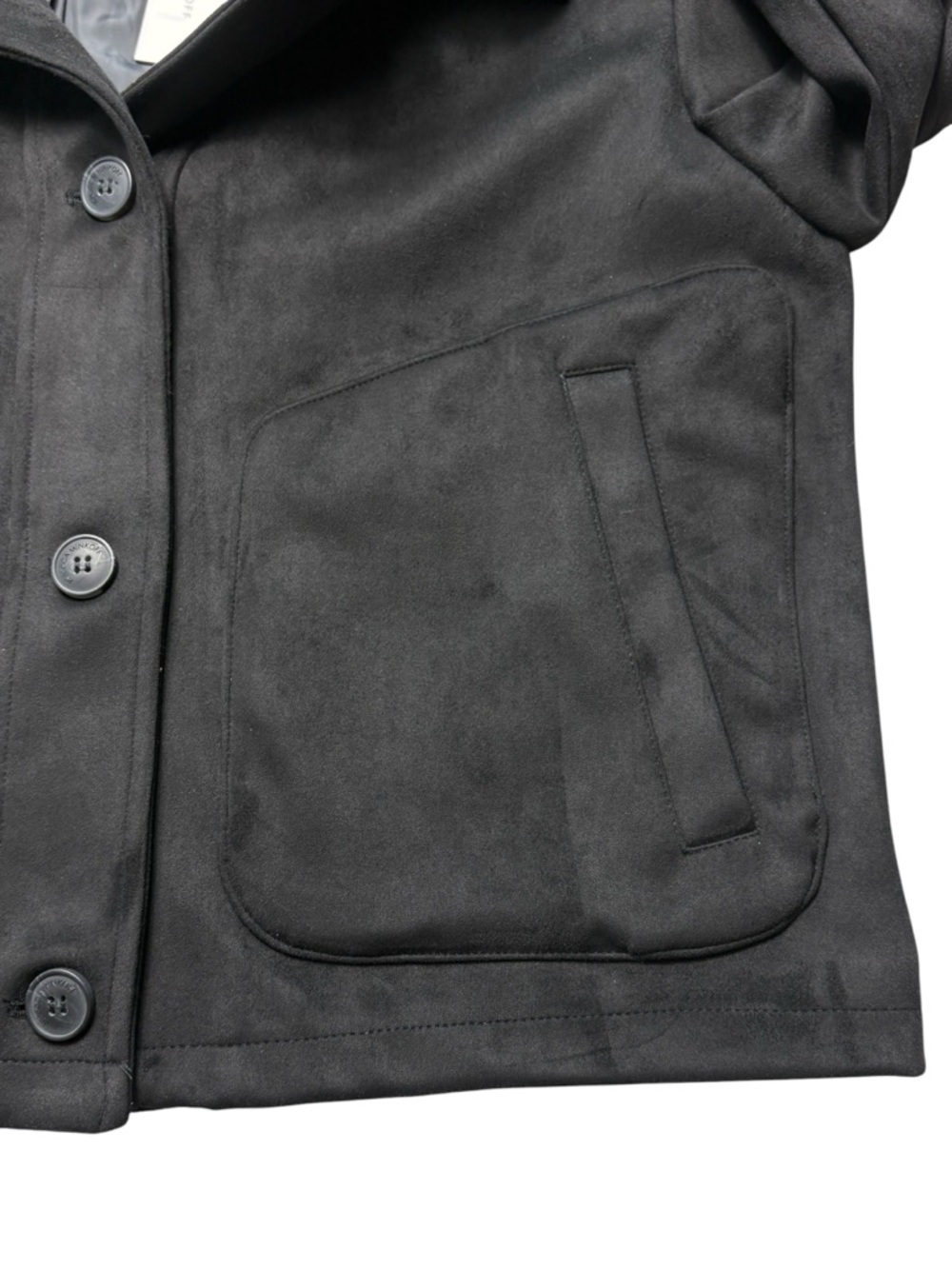 NWT Rebecca Minkoff Black Faux Suede Cropped Button Jacket • Size Large - Picture 4 of 11